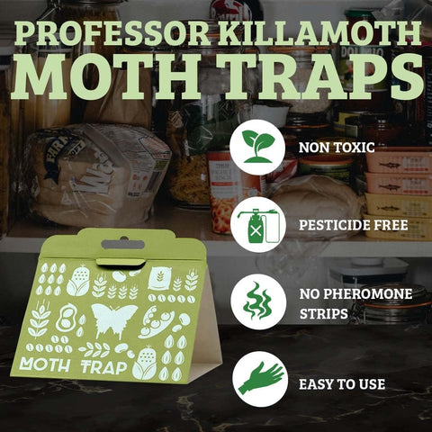 Professor Killamoth Pantry Moth Traps with Pheromones - 6 Sticky Glue Traps