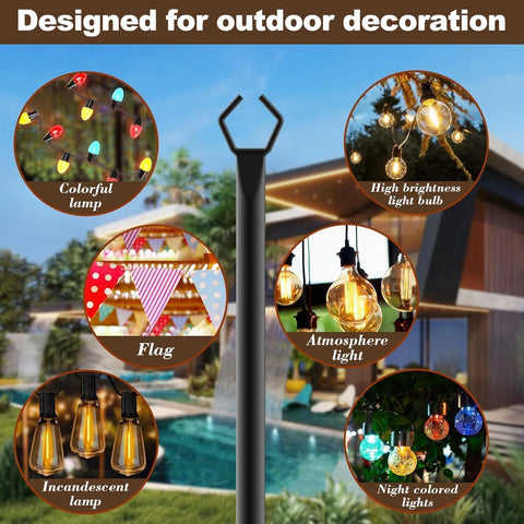 AILBTON 10Ft Exterior Light Poles 8 Pack, Durable Metal Light Posts for Outdoor Use, Equipped with Fixed Brackets for Yard, Terrace, Backyard and Garden Decor