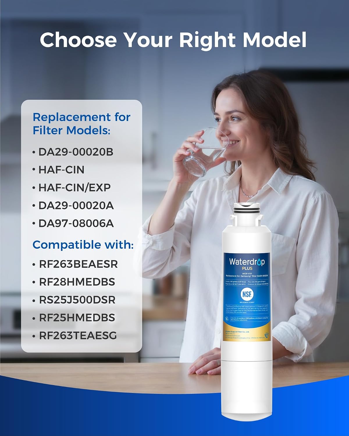 Waterdrop Plus WDP-F27 NSF 401 Certified Refrigerator Water Filter, 3 Pack