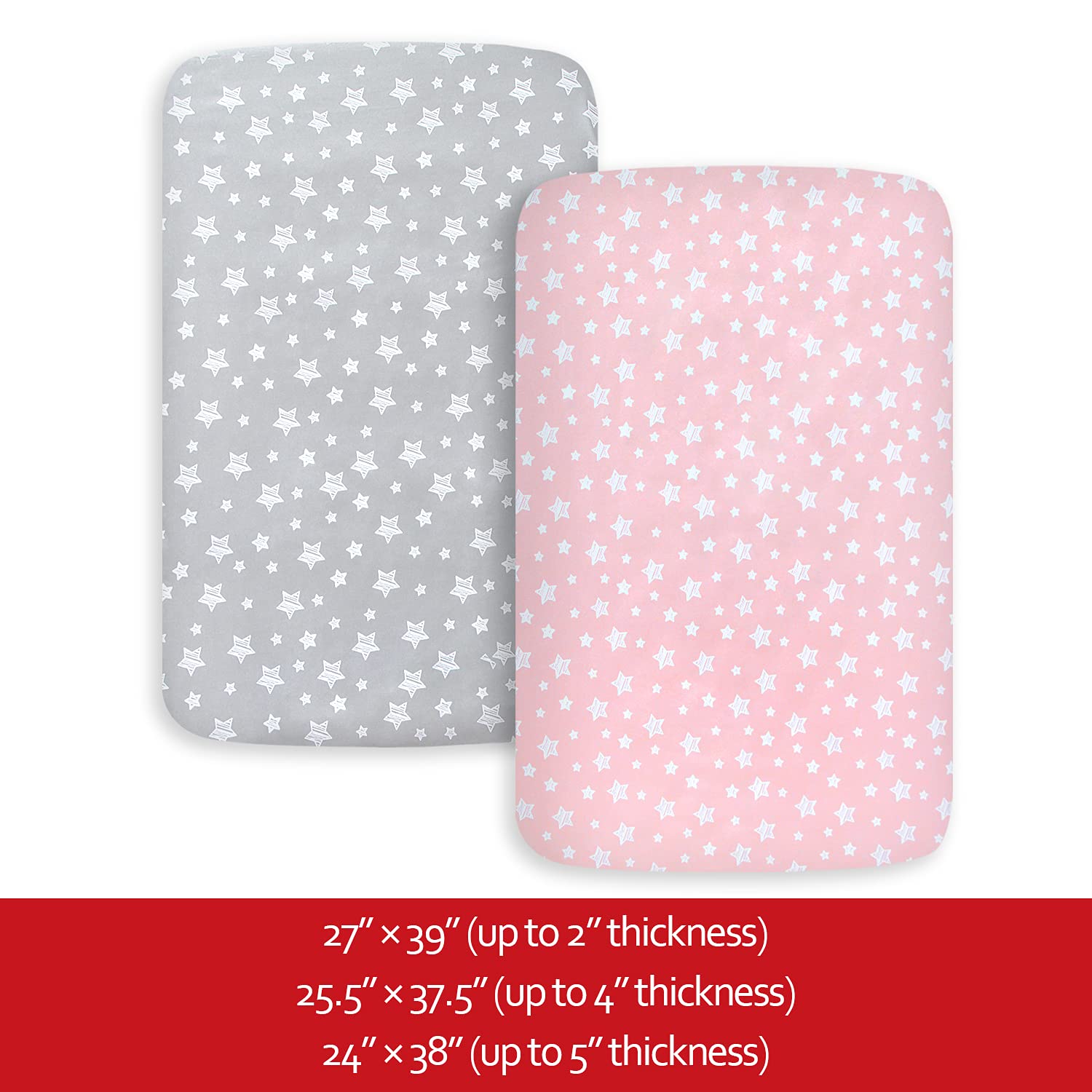 Pack and Play Sheets Girl, Mini Crib Sheets, Stretchy Playard Fitted Sheet