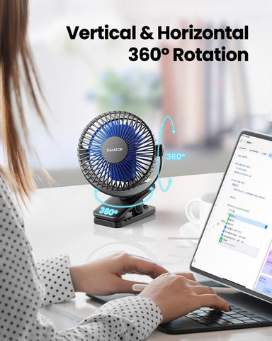 Gaiatop Portable Clip on Fan, Mini Personal Quiet Rechargeable Fan