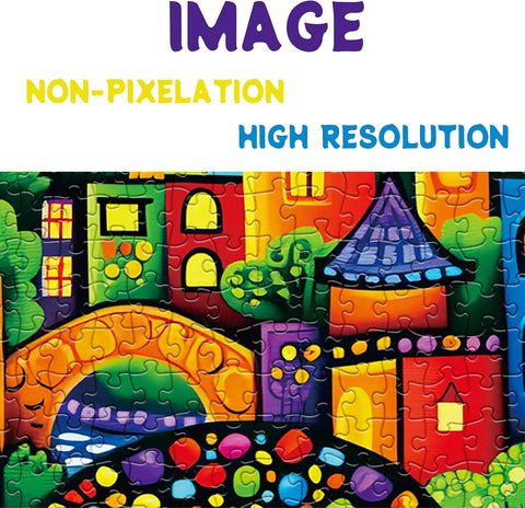 Fantasy Houses Scenic Puzzles for Adults 1000 Pieces, Mystery Beautiful Art Jigsaw Puzzles, Pretty Colorful Night Puzzles