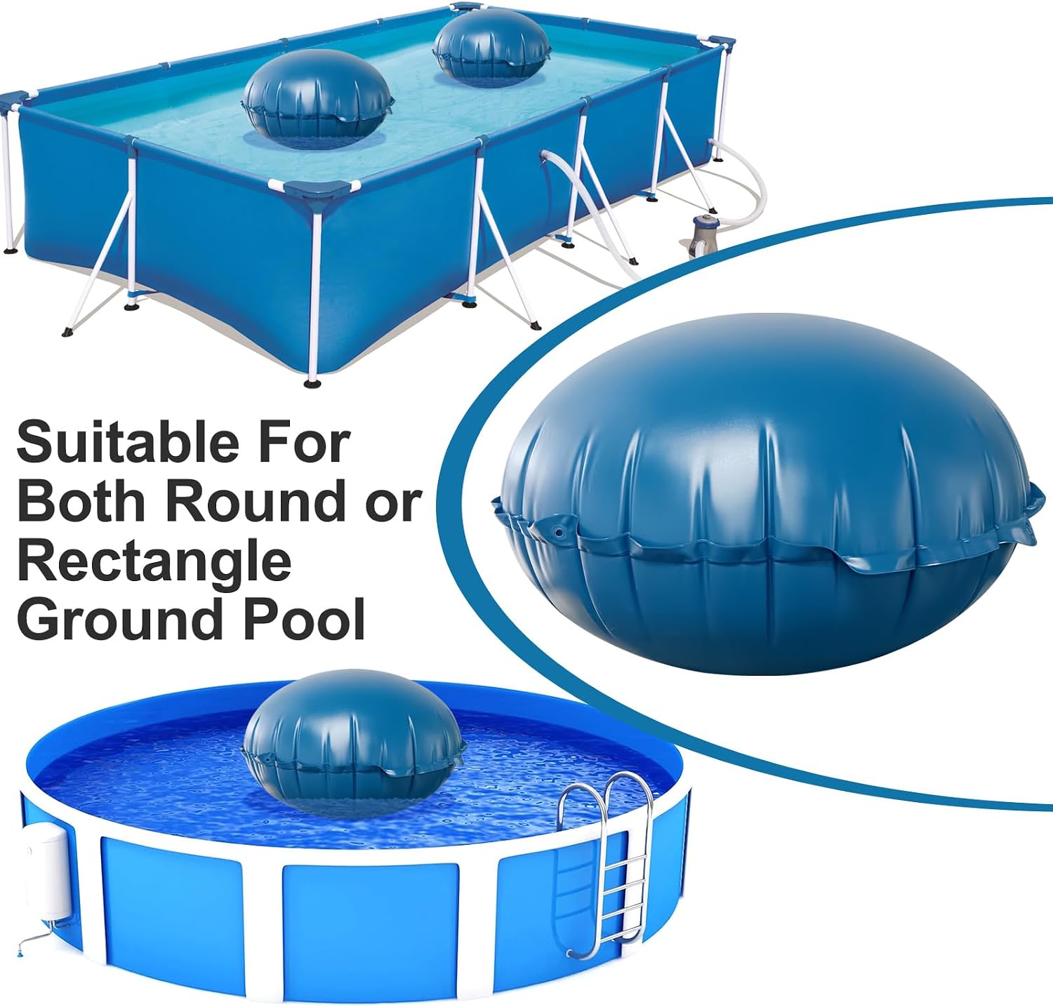LIBERECOO 4FT Round Pool Pillows for Above Ground Pools - Super Durable 0.4 mm Winter Pillow | Round Inflatable Pillows for Pool Closing (4ft Diameter) | Air Pillow for Winterizing Pool Cover