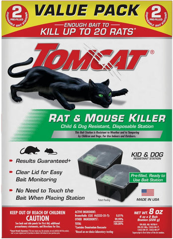 Tomcat Rat & Mouse Killer, Child & Dog Resistant, Disposable Station, 8 oz.