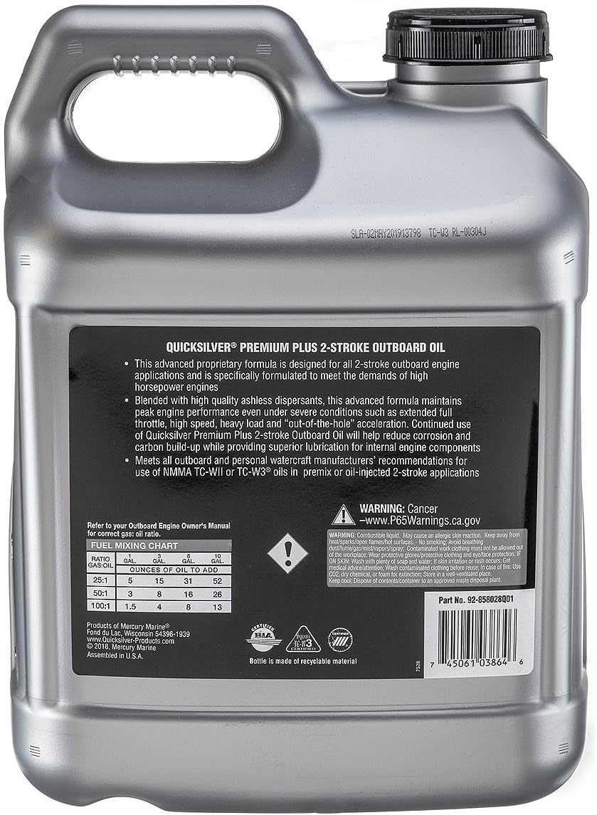 Quicksilver 2-Stroke Premium Plus Synthetic Blend Marine Engine Oil, 2.5 Gallon