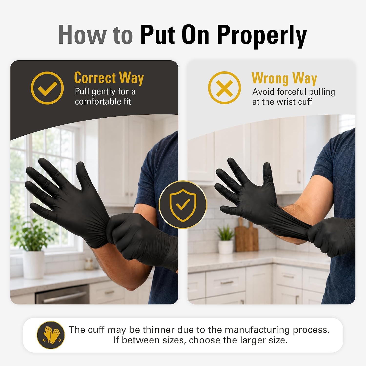 SWIFTLITE Black Vinyl Gloves, Food Grade Gloves Disposable Latex Free