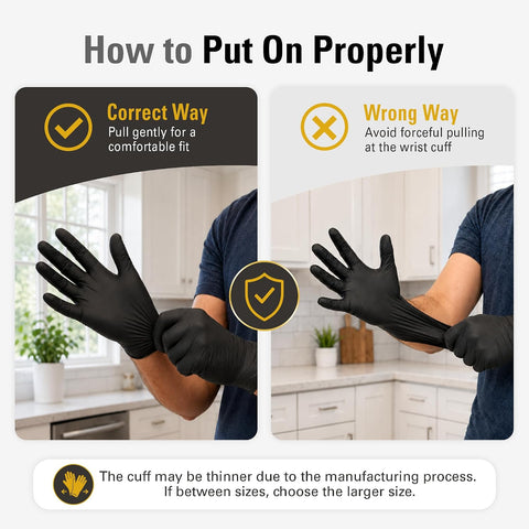 SWIFTLITE Black Vinyl Gloves, Food Grade Gloves Disposable Latex Free