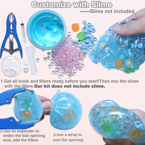 DIY Stress Ball Making Kit with Filler-15PCS Stress Ball Making Kit Stress Balls, Transparent Blank Skins with Air Pump & Expander Tool for Pressure Squishy Balls for Adult (15PC, Style A)