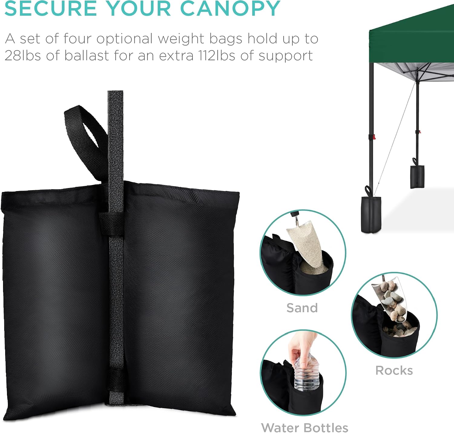 Best Choice Products 8x8ft Pop Up Canopy Tent, Outdoor Shade, 1 Person 1 Minute Set Up, Carry Case, 4 Weight Bags - Forest Green