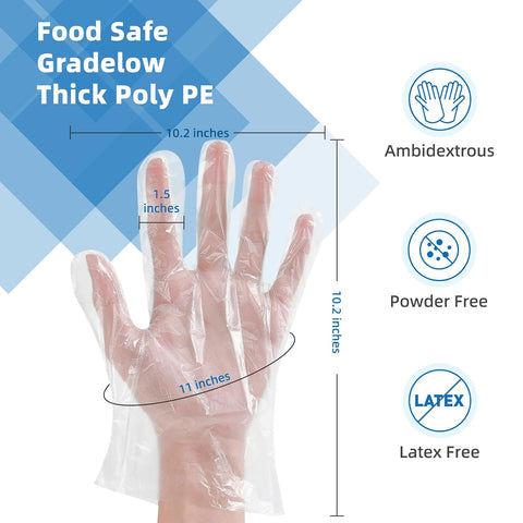 Brandon-super Food Prep Gloves Plastic Food Safe Brandon-super Gloves, Food Handling, One Size Fits Most Poly 500ct Clear 500 Count (Pack of 1)