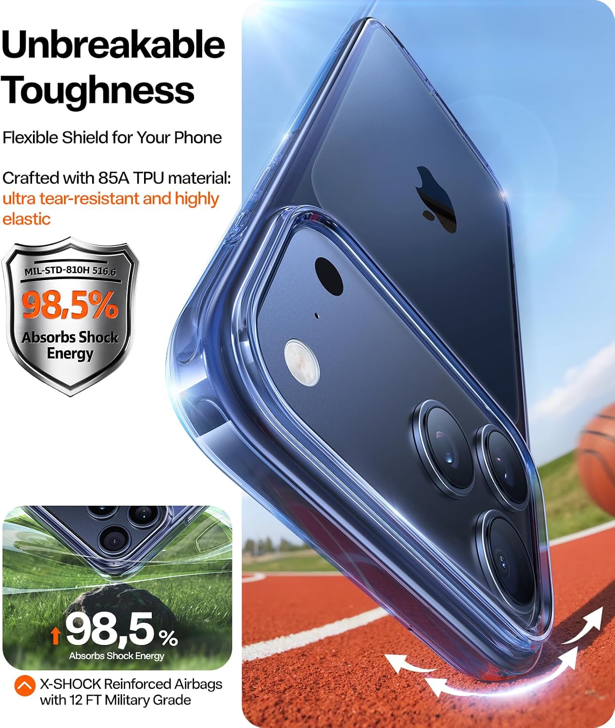 TORRAS for iPhone 17 Pro Case Crystal Blue, Ultra-Thin