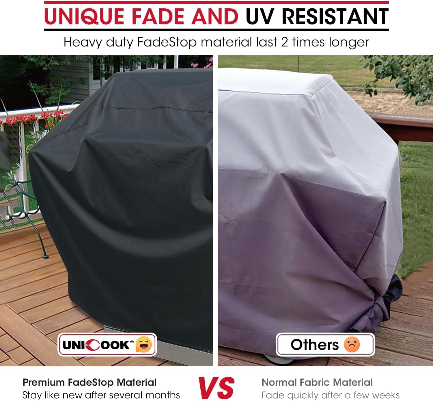 Unicook Heavy Duty Waterproof Grill Cover for Outdoor Grill 65 Inch, Black