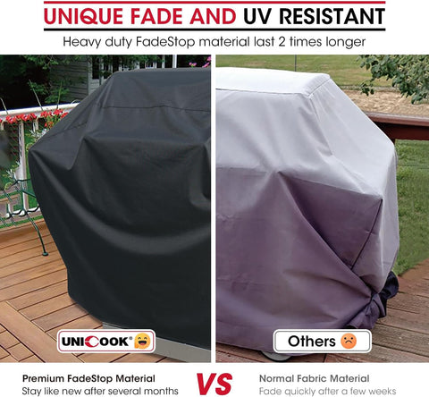 Unicook Heavy Duty Waterproof Grill Cover for Outdoor Grill 65 Inch, Black