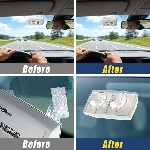 Zeyitian Ez Pass Holder Clear 1 Pack - Super Strong Suction Cups for Windshield, Toll Pass Transponder Holder for EZ Pass/iPass