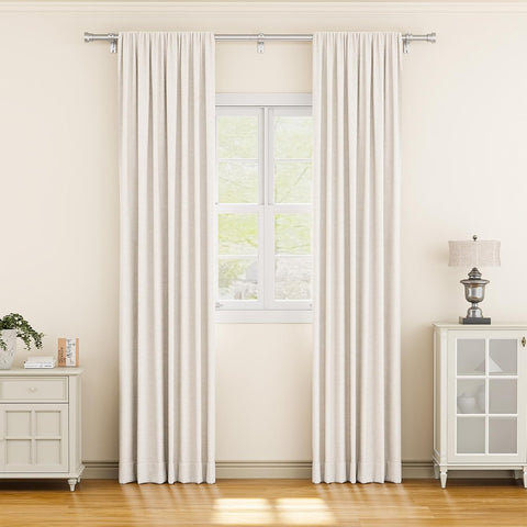 YaFex Curtain Rods 32-84 Inch, Heavy Duty 1 Inch Adjustable Curtain Rod for Windows, Silver Long Window Treatment Rods, Modern Design, Easy Installation