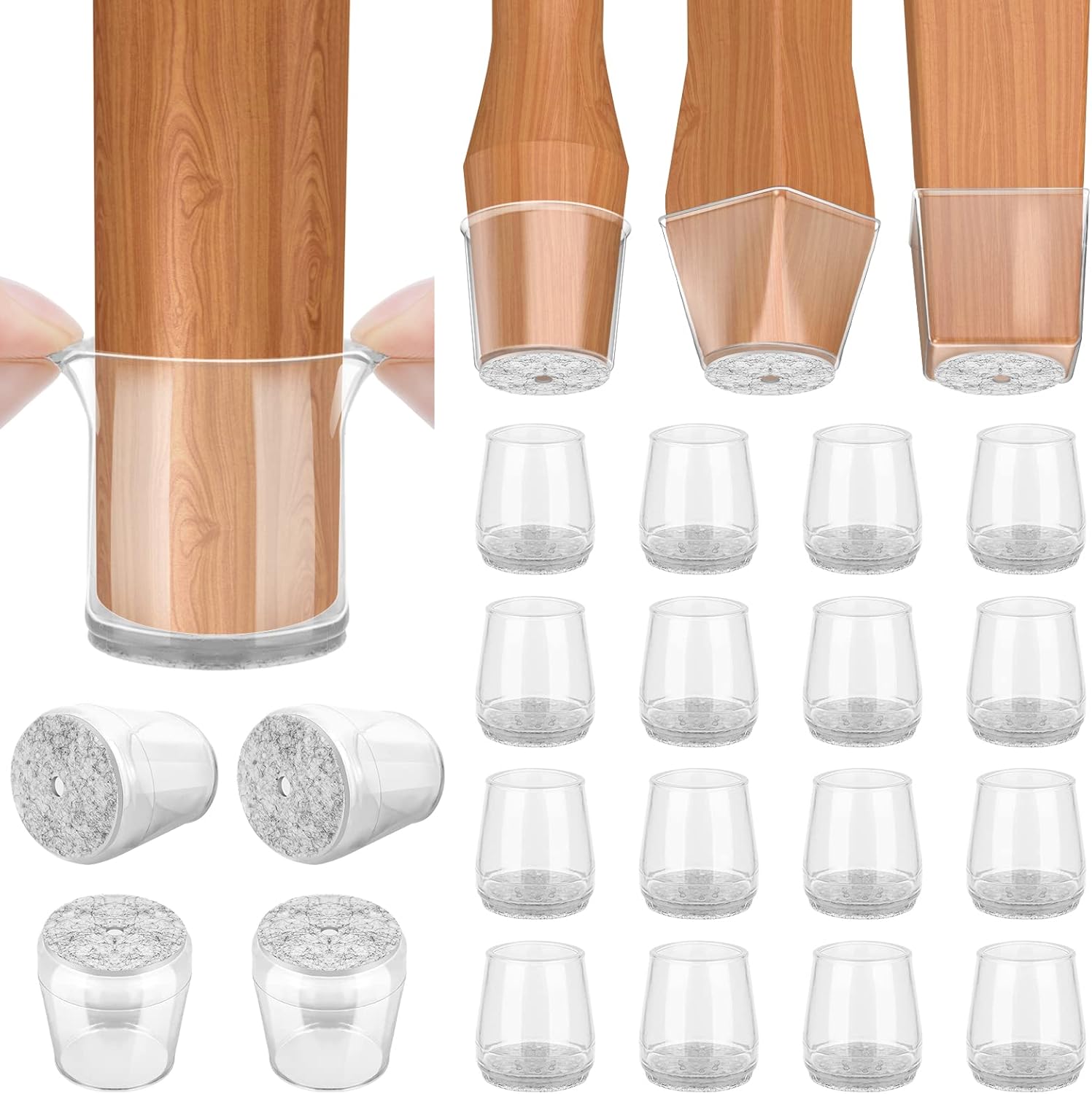 BALEINE 16PCS Silicone Chair Leg Floor Protectors for Hardwood Floors