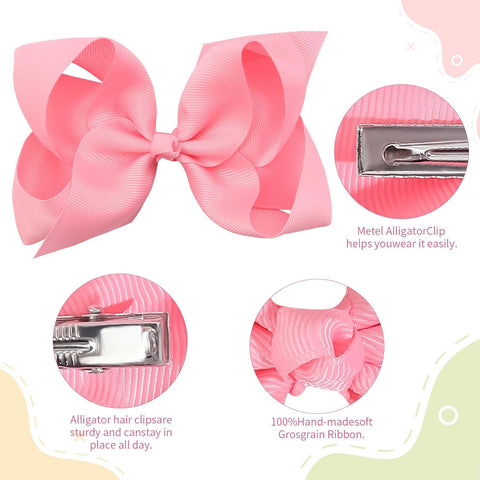 Oaoleer Hair Bows for Girls, 30 Colors 6 Inch Grosgrain Ribbon Hair Bows Clips Alligator Clips Barrettes Hair Accessories, Back to School, Party, Photography, Christmas, Travel
