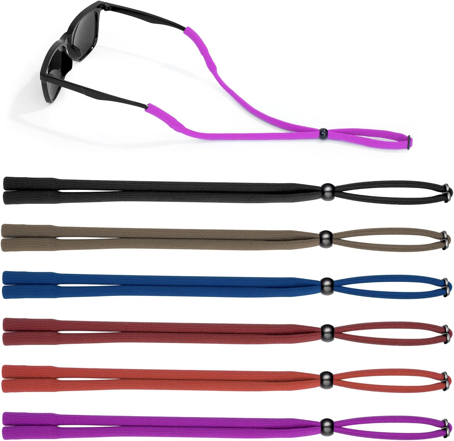 VOOGLASS Glasses Strap(6 PCS) Sports Eyeglass Strap,Adjustable Sunglasses Lanyard Neck Holders Cord Retainer for Men Women