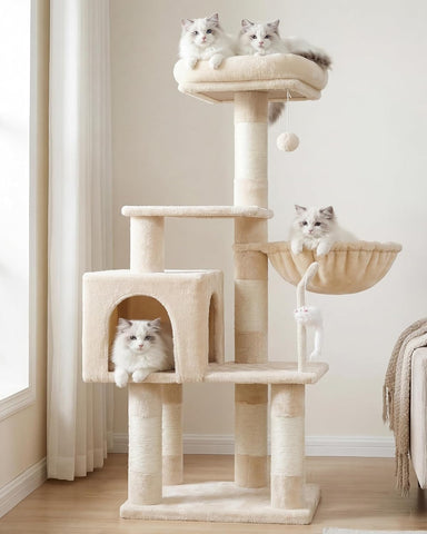 Heybly Cat Tree with Toy, 43.3 inch Cat Tower for Indoor Cats HCT004SM