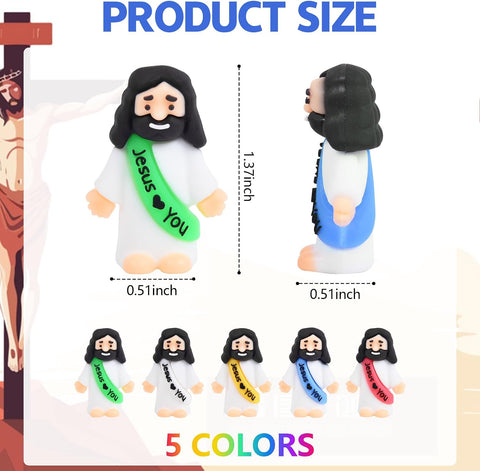 215 PCS Little Jesus Figures Small Jesus Figurines, Tiny Rubber Jesus Loves You for Figure for Easter Eggs, Baptism Gifts, Religious Party Favors (215)