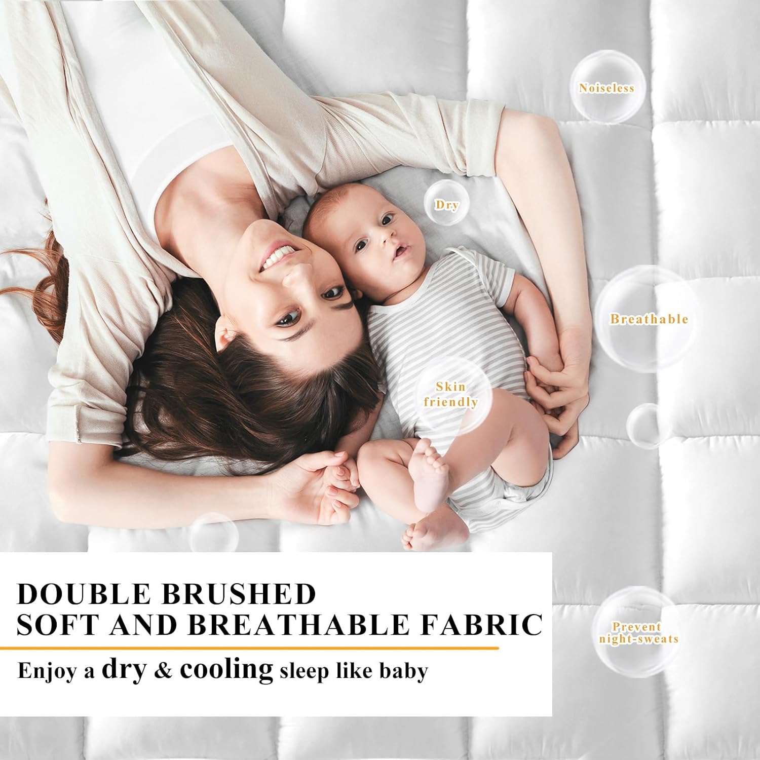1400 GSM Full Mattress Topper, Extra Thick Cooling Pillow Top Plush Pad