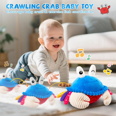 Interactive Crawling Crab Baby Toy, Musical Toy with 40 Songs & Recording
