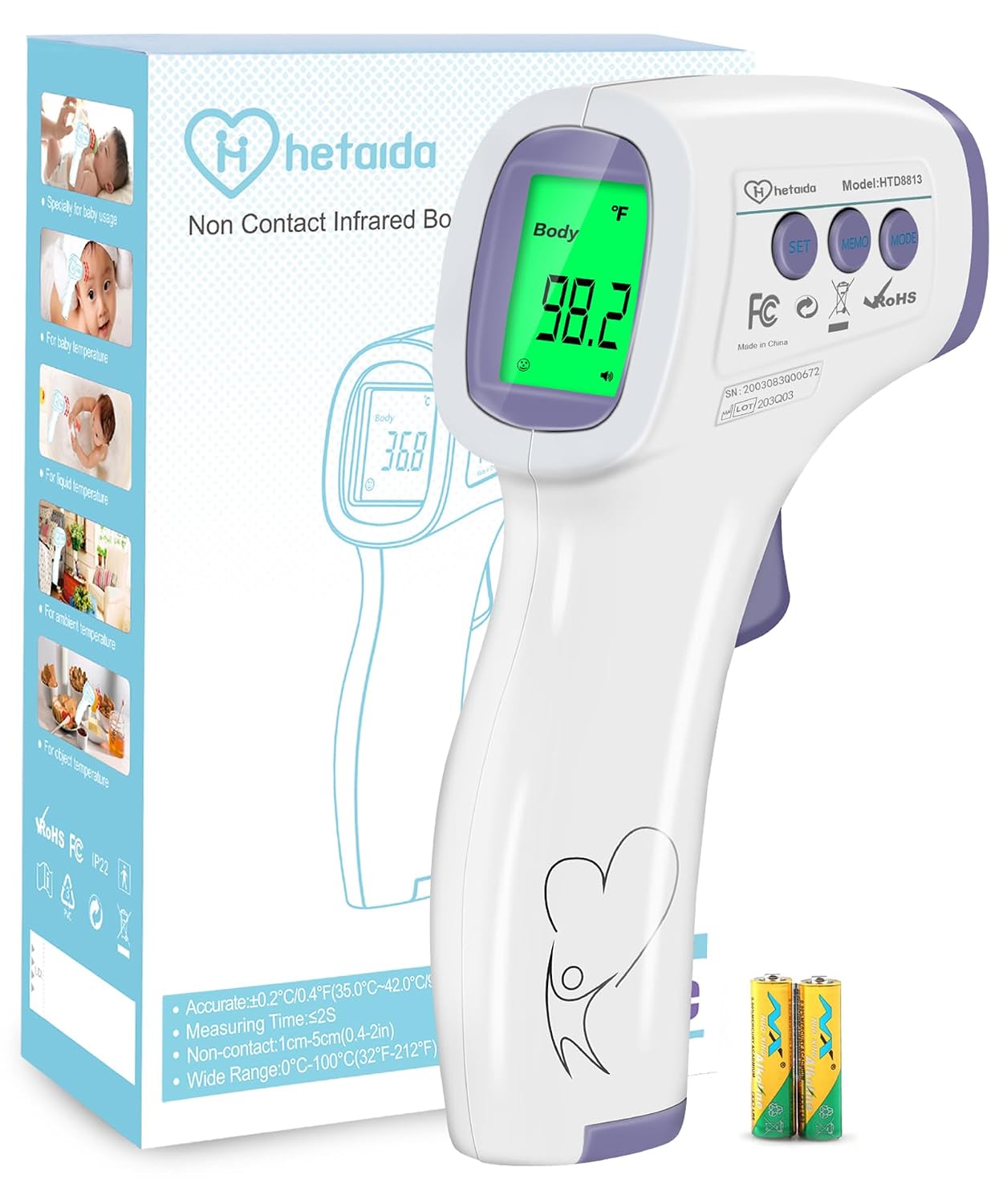 Digital Thermometer for Adults and Kids, No Touch Forehead Thermometer