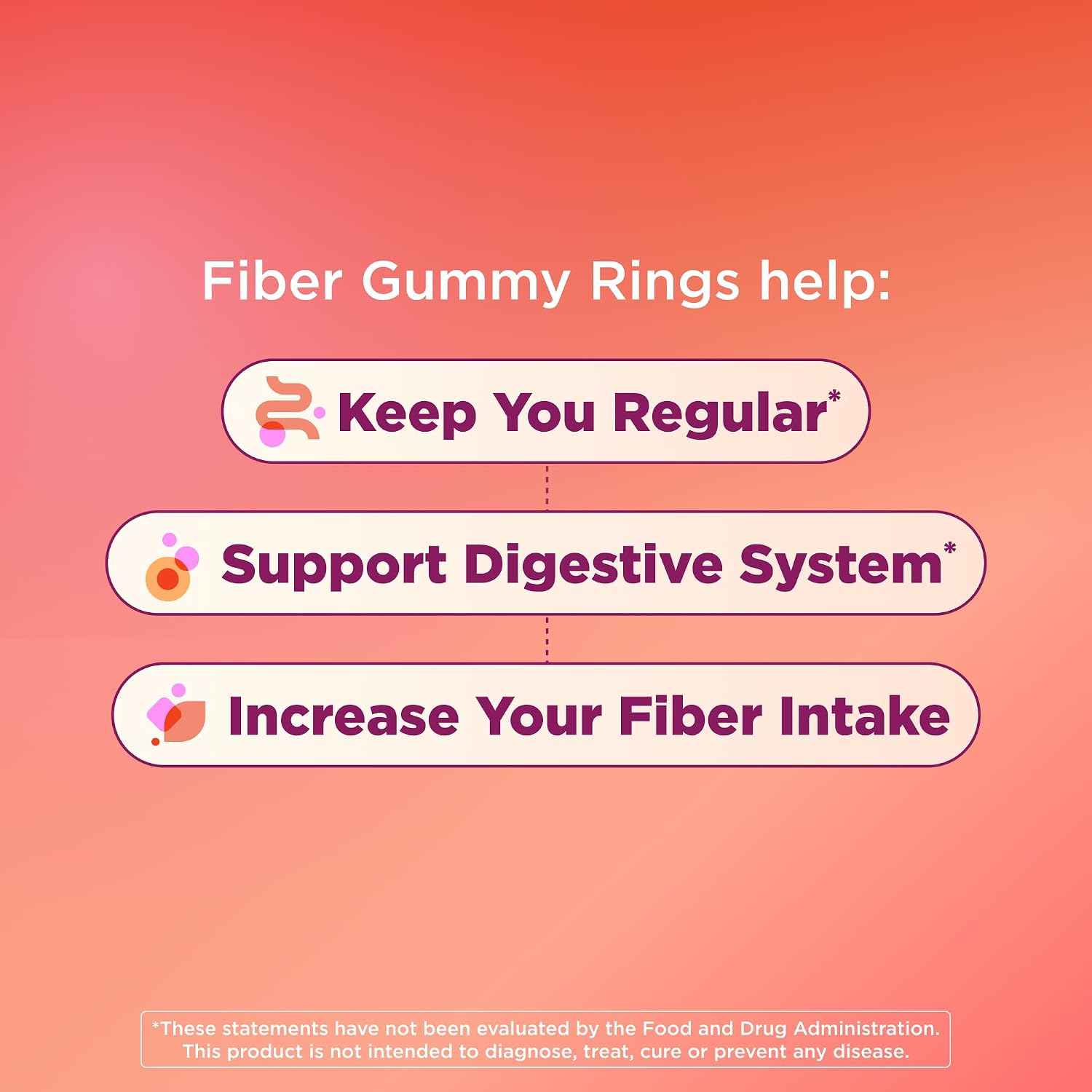 OLLY Fiber Gummy Rings Digestive Health Supplement, Berry Melon - 100 Count