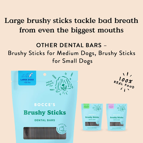 Bocce's Bakery Brushy Sticks Dog Dental Treats, Large Breeds (16 oz)