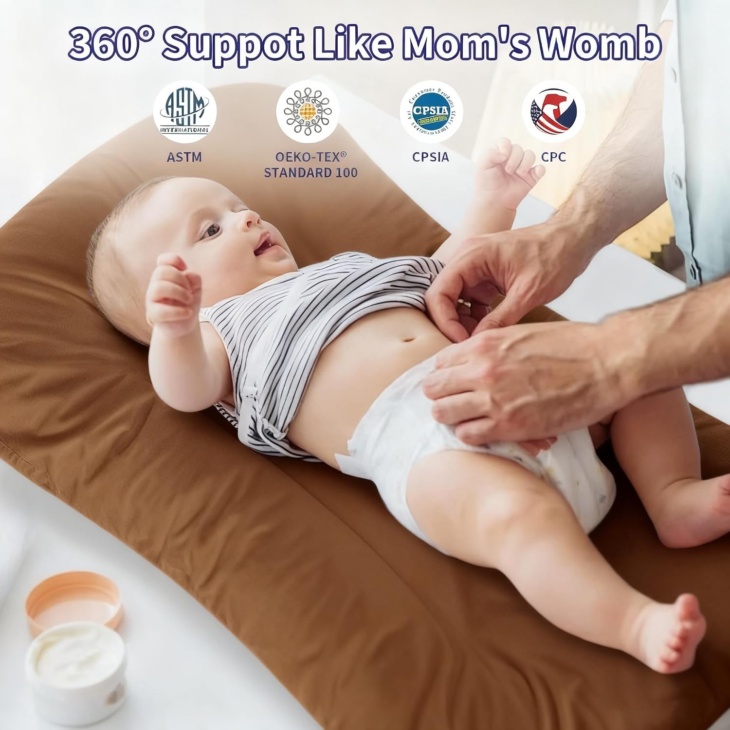 100% Cotton Baby Lounger for Newborn 0-24 Months(Coffee)