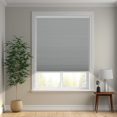 Changshade Cordless Cellular Shades,Blackout Honeycomb Shades for Windows,Pull Down Pleated Blinds,Easy to Install for Indoor Windows and French Doors,Grey(Blackout),16" w x 36" h