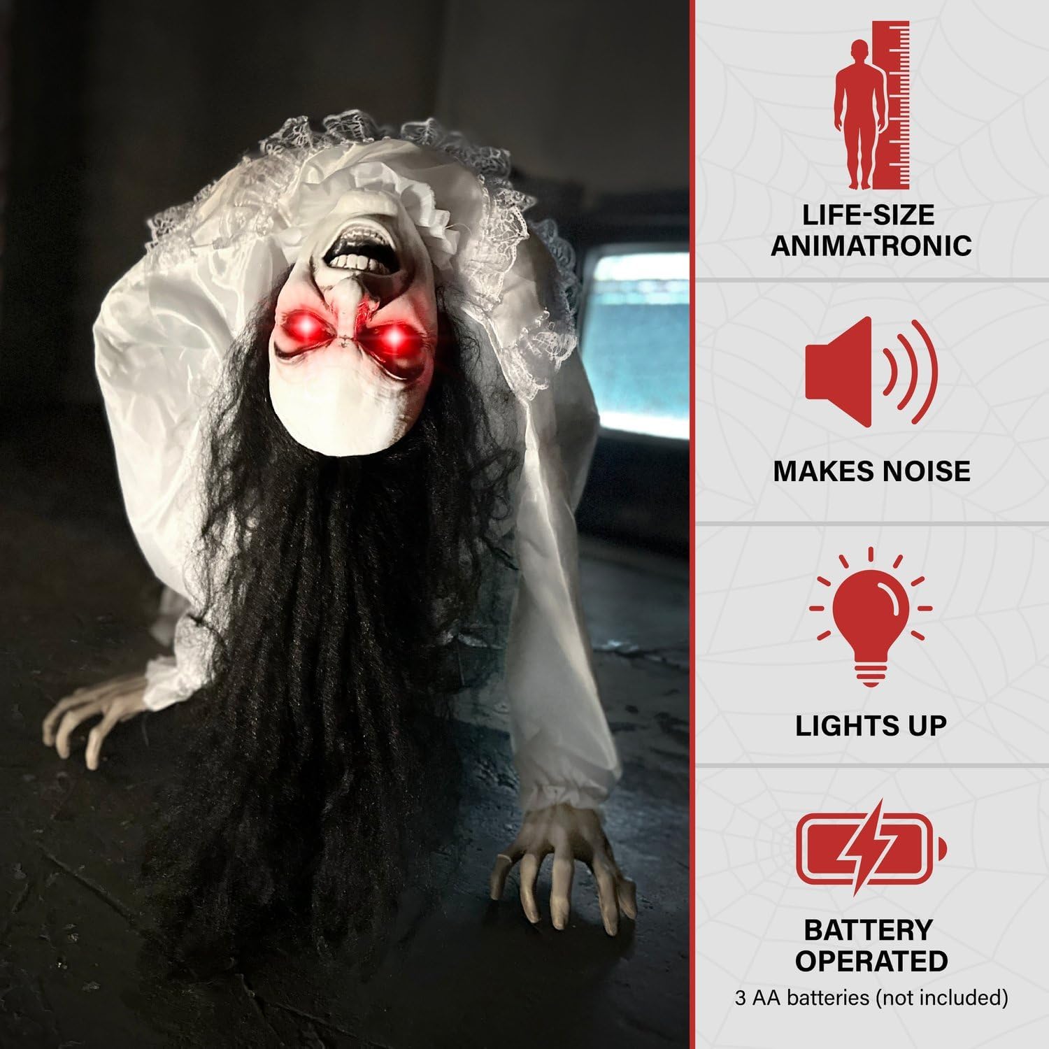 Haunted Hill Farm 3.0-Ft. Life-Size Animatronic Possessed Woman