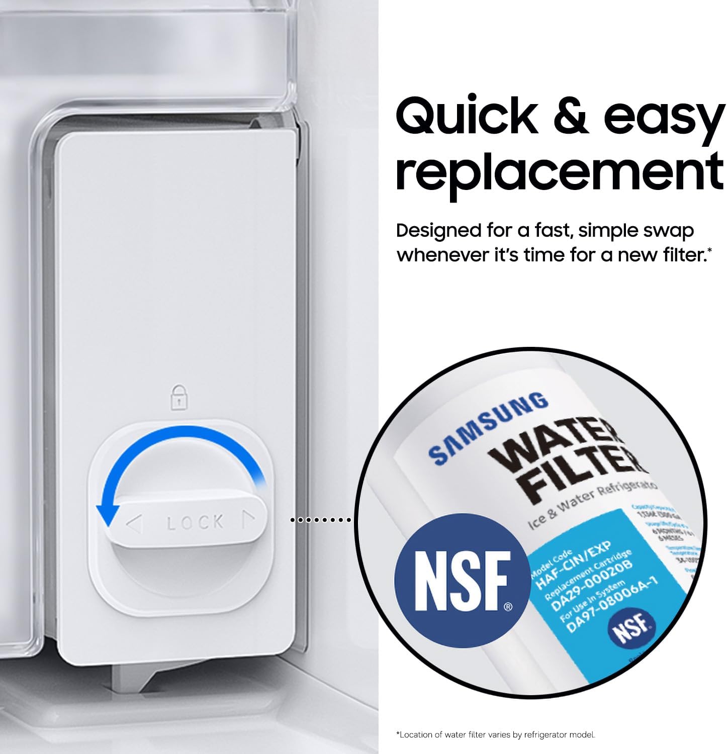 Samsung HAF-CIN-2P/EXP Genuine Refrigerator Water Filter, Reduces 99% of Harmful Contaminants for Clean, Clear Drinking Water, 6-Month Life, Easy Install, Pack of 2