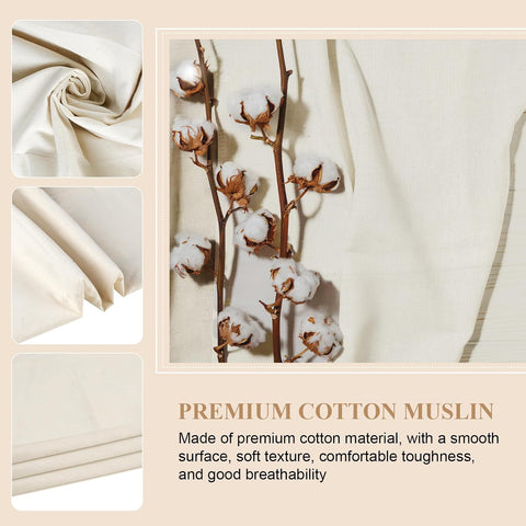 100% Cotton Muslin Fabric, 63 Inch X 5 Yards Unbleached Fabric by The Yard