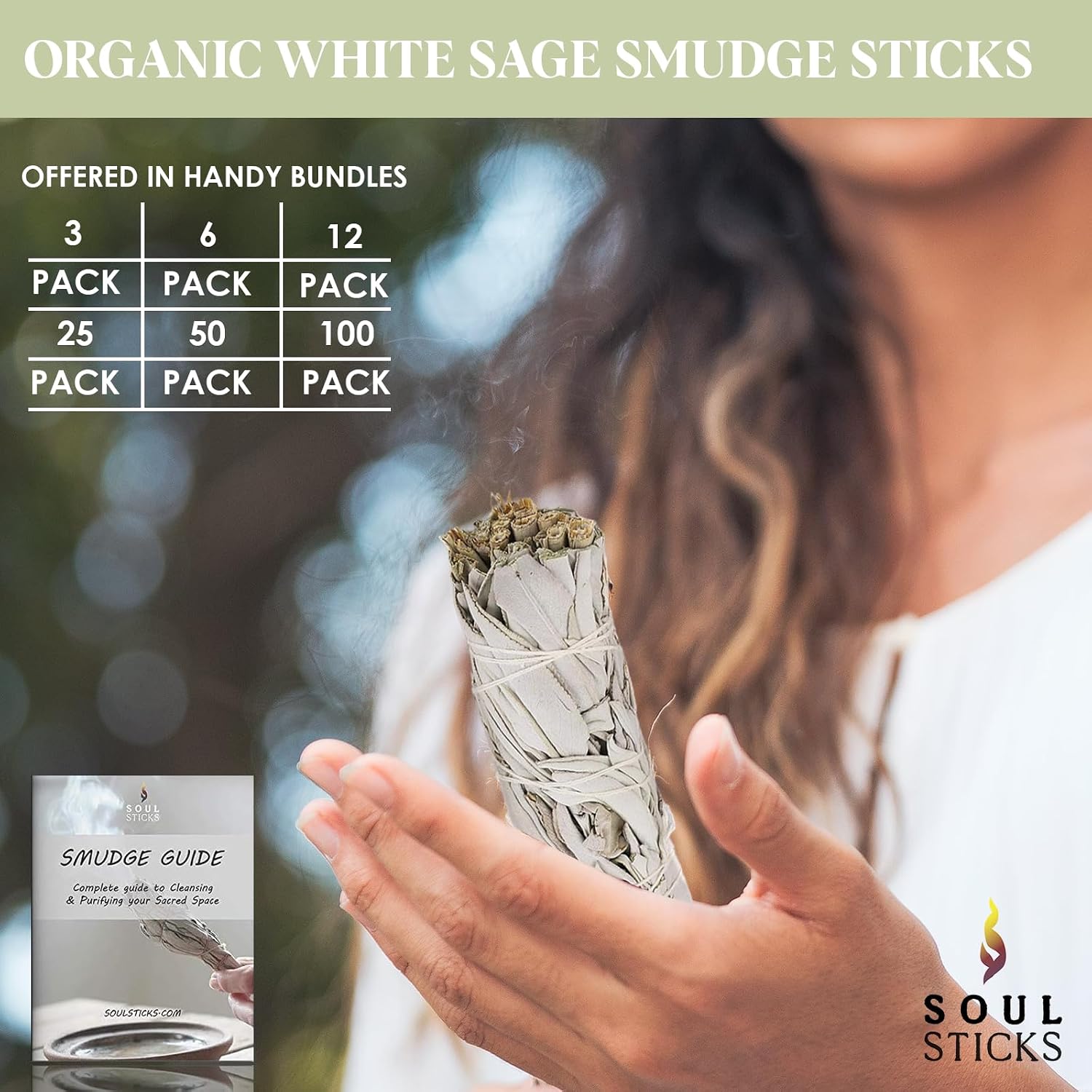 SOUL STICKS 6 Inch 12-Pack Organic California White Sage Smudge Sticks Bulk for Home Cleansing, Negative Energy Removal, Good Energy Meditation & Smudging Rituals | Pure Sage Bundles