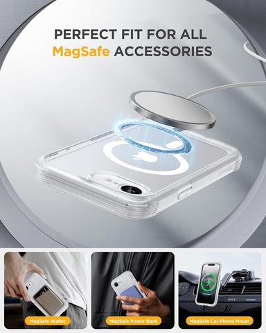 Miracase for iPhone 16e& 17e Case Built-in Screen Protector, Matte Clear