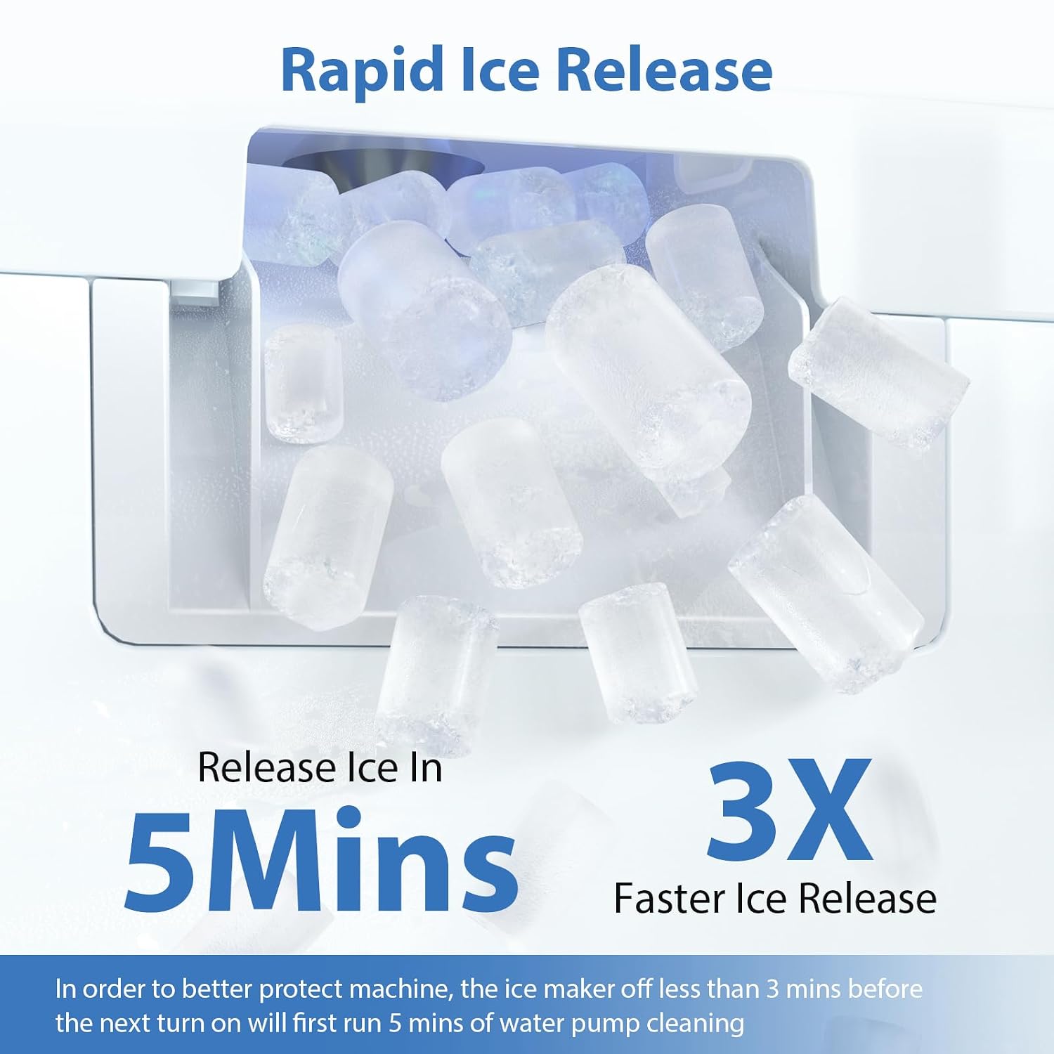 Aeitto Nugget Ice Maker, 55lbs/Day, Rapid Ice Release in 5 Mins, Large Capacity Chewable Ice Maker, Self-Cleaning with Stainless Steel Housing Ice Machine, Black