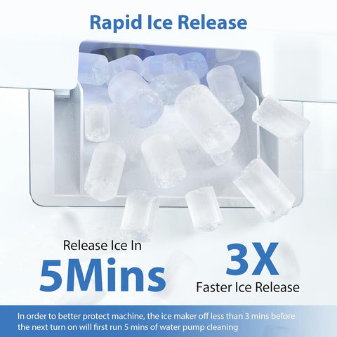 Aeitto Nugget Ice Maker, 55lbs/Day, Rapid Ice Release in 5 Mins, Large Capacity Chewable Ice Maker, Self-Cleaning with Stainless Steel Housing Ice Machine, Black