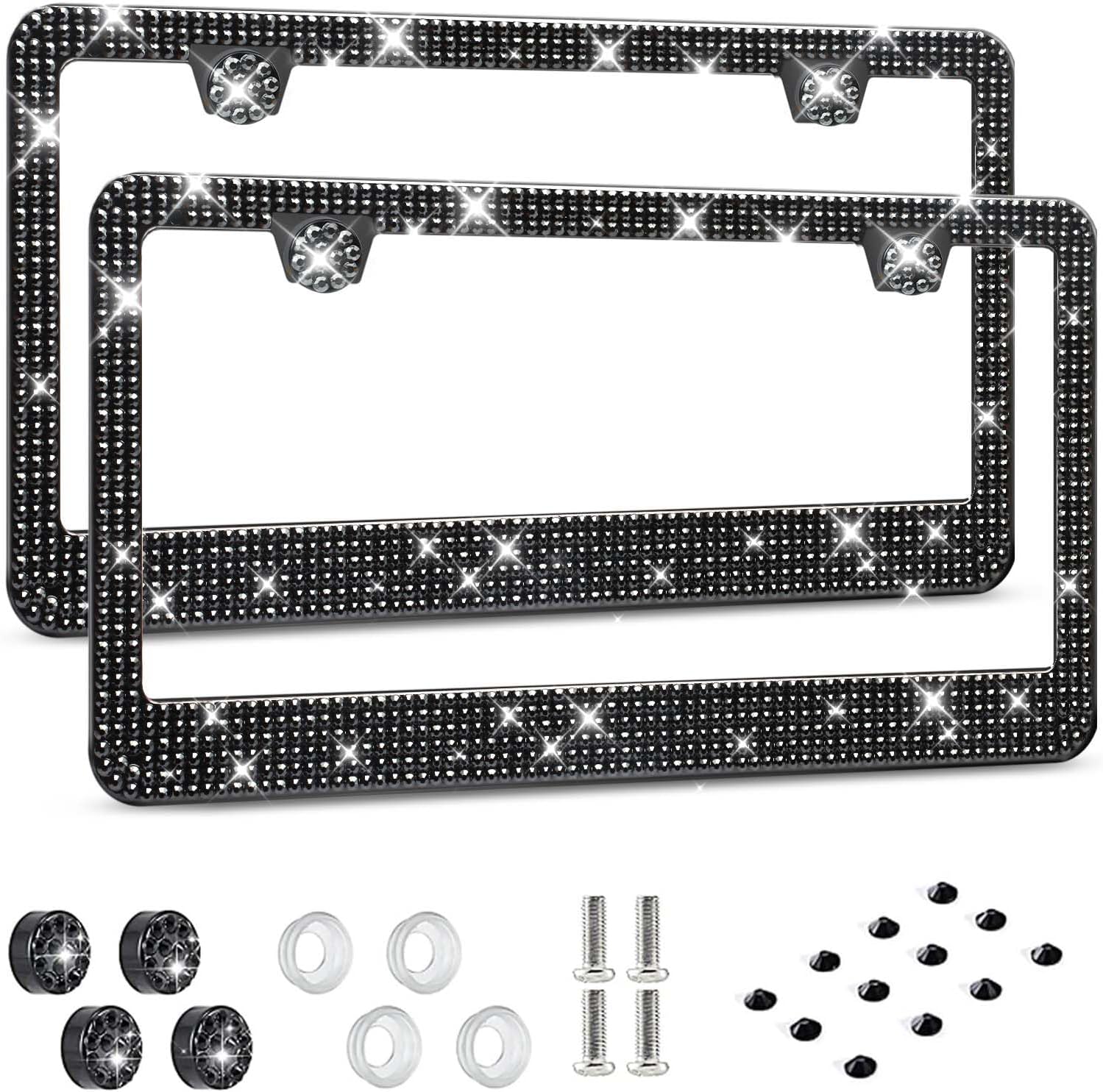HOTOR License Plate Frame - Lastingly Bling and Sparkly Car Bracket Holder
