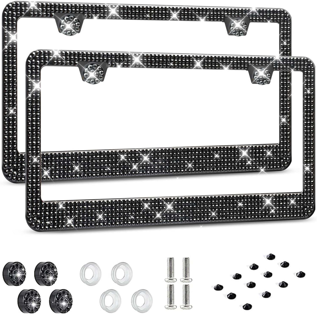 HOTOR License Plate Frame - Lastingly Bling and Sparkly Car Bracket Holder