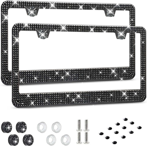 HOTOR License Plate Frame - Lastingly Bling and Sparkly Car Bracket Holder
