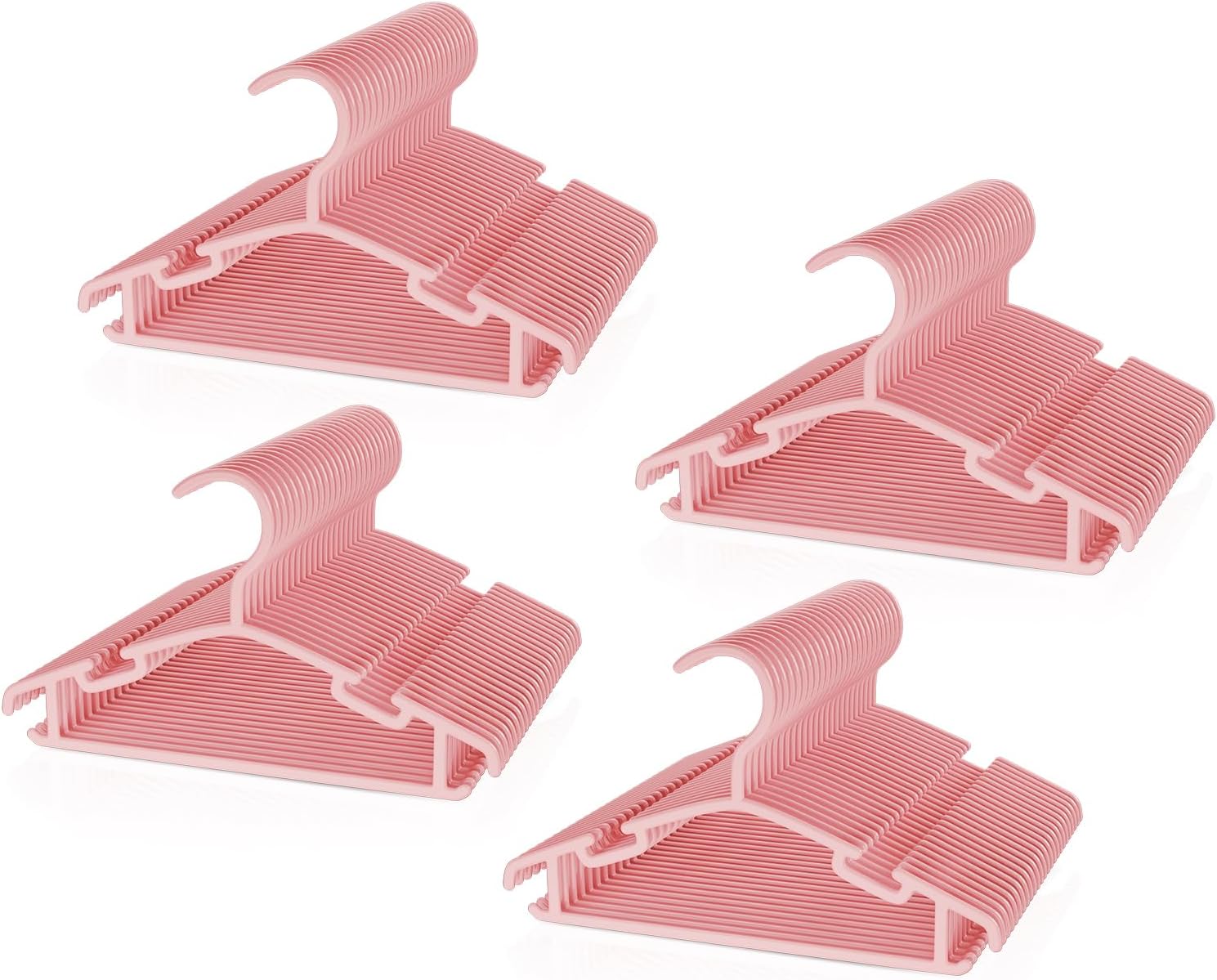 VILICK Kids Plastic Hangers, Baby Clothes Hangers for Closet 100 Packs Non-Slip Toddler Hangers for Infant Child Clothing for Pants Coats Skirts (Grey)