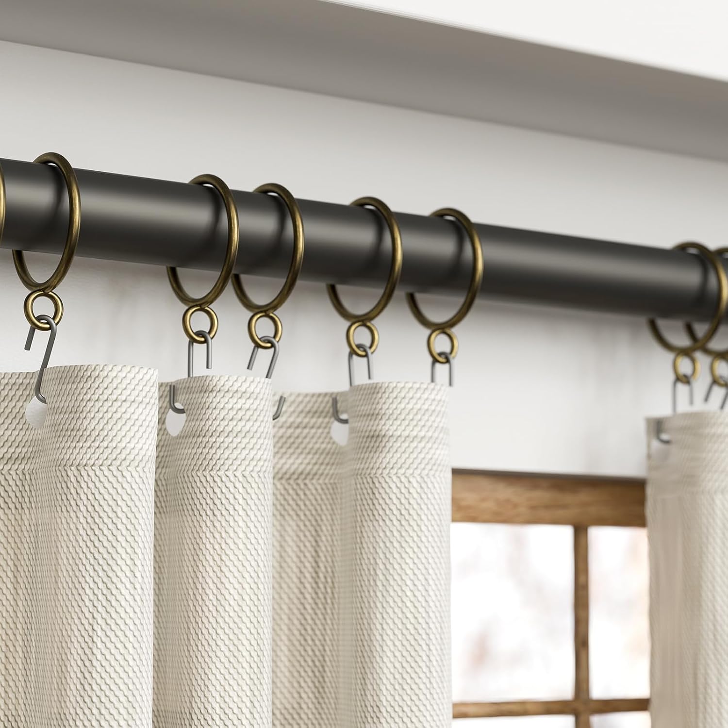 50 Packs Bronze Metal Curtain Rings with Eyelets, 1 inch Inner Diameter Drapery Rings Apply for Curtain Rods(Fits Up to 3/4-Inch Rod)