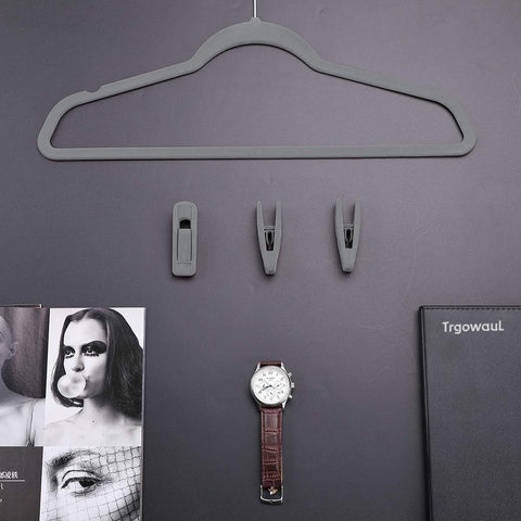 Velvet Hangers Clips, Pants Hangers Velvet Clips(60pc, Grey)