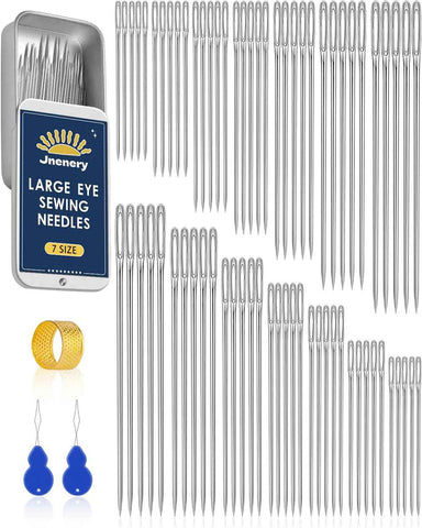 70 Pcs Hand Sewing Needles, 7 Size Large Eye Sewing Sharp Needles