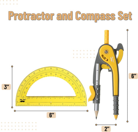 Mr. Pen- Geometry Compass and Protractor Set, 6 Inch Compass