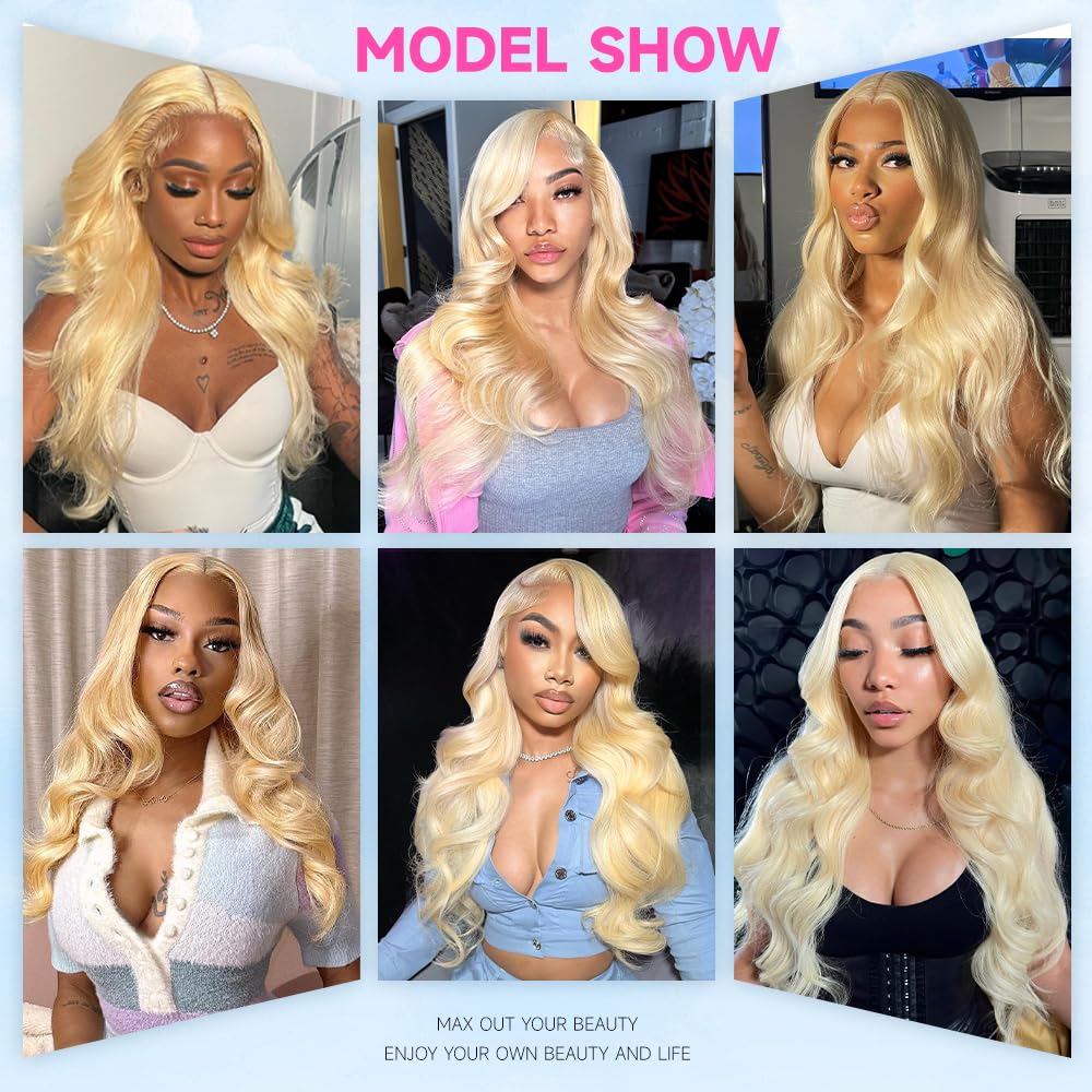 JINNOO 30 Inch 613 13x6 Lace Front Wig Human Hair 200 Density Blonde Wig Human Hair 613 HD Lace Frontal Wig Body Wave Lace Front Wig Pre Plucked Glueless Blonde Wigs