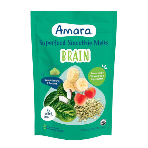 Amara Organic Sweet Greens & Banana Brain Blend Superfood Smoothie Melts