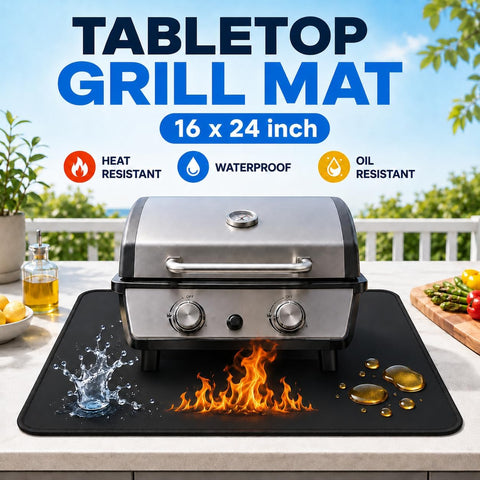 Heat Resistant Grill Mat for Countertop, 16 x 24 inch Waterproof BBQ Mat for Table and Countertop Protection, Fits Blackstone, Ninja, Gas Grills