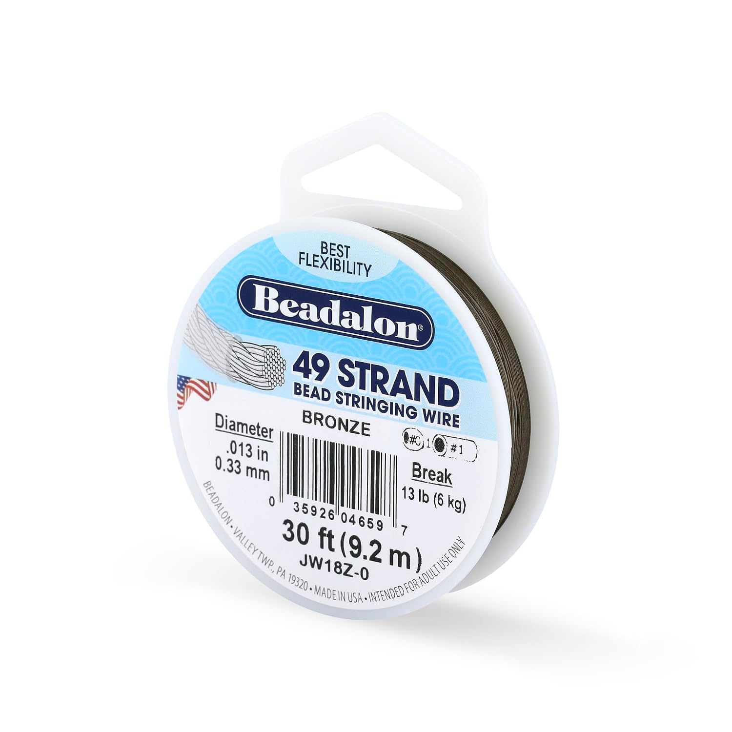 Beadalon 49 Strand Stainless Steel Beading Wire, Bronze - .013in/0.33mm